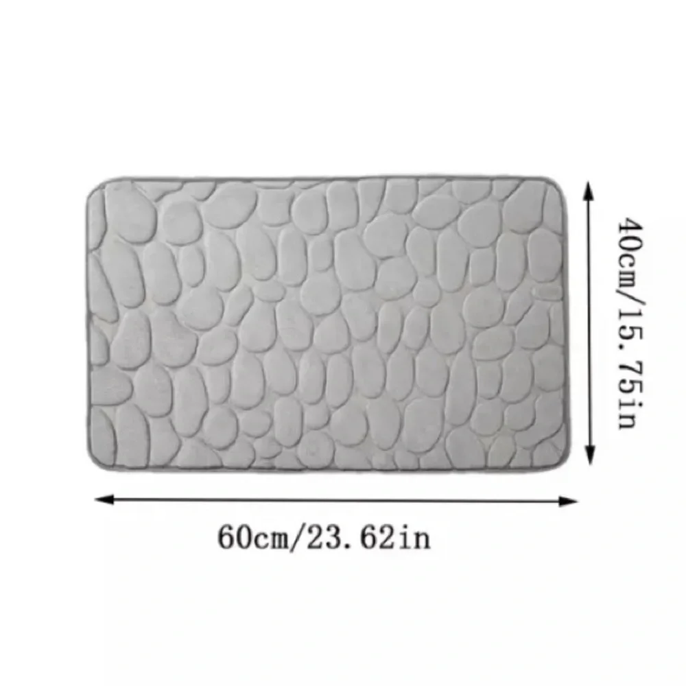 Stone shaped bathroom floor mat.